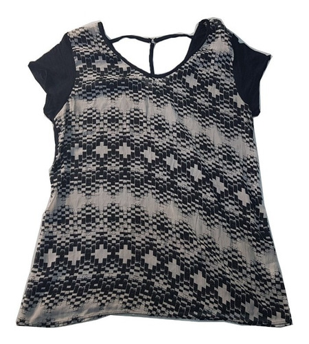 Blusa Rovitex Blanco Y Negro Talle Gg Estampado