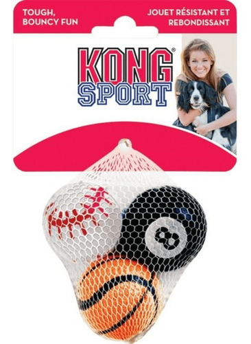 Kong Ball Sport Small Pelotas Para Perros  X 3 Unidades Full Color Negro