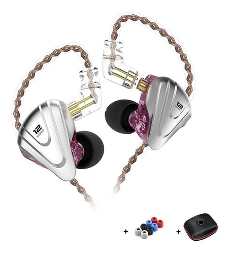 Fone De Ouvido In-ear Kz Zsx Black + Bag+ Borrachas + P10 Cor Violeta