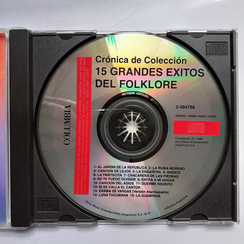 Cd Original - 15 Grandes Exitos Del Folklore (de Coleccion) (Usado)