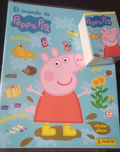 Peppa Pig Mundo Panini Set Completo Figuras A Pegar + Álbum