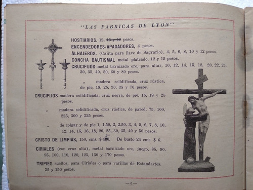 Antiguo Catálogo De Las Fábricas De Lyon Objetos Religiosos (Usado)