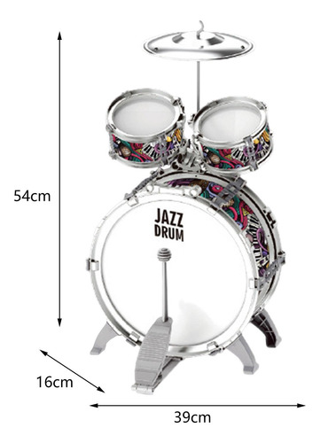 Juego De Batería Para Niños, Iluminación Musical, 3 En 1