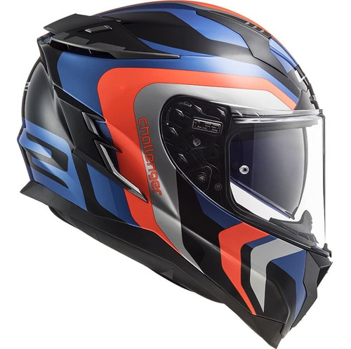 Capacete Ls2 Ff-327 Challenger Moto Gp Alta Performace Cor Azul/Laranja Tamanho 60 - G