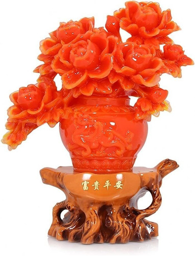 Estatua De Flor De Peonia, Riqueza Y Buena Suerte. Feng Shui