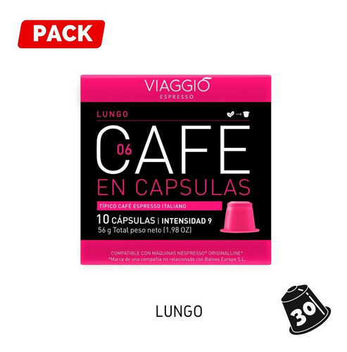 Pack 30 Cápsulas Café Viaggio Lungo Para Nespresso®