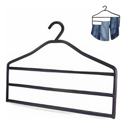 Kit 36 Cabides Calças Jeans Calceiro Triplo Preto Reforçado