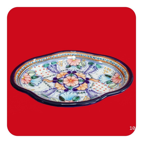 Imagen 2 de 2 de Charola Pavera Mediana De Talavera Poblana Colores M10 Chr