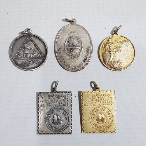 Antiguas Medallas Filatelia Plata Lote X 5 Mag 61335
