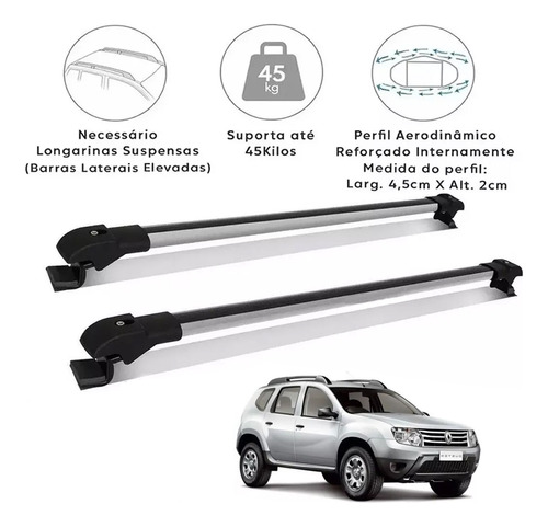 Rack Travessa Bagageiro Renault Duster 2014 Slim Prata