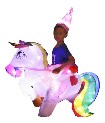 Bddedd Disfraz De Unicornio Inflable Para Niños, Montando Un