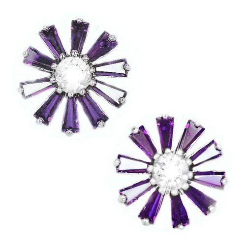 Aros Bellos Mariposa Con Cubics Zirconia Violetas