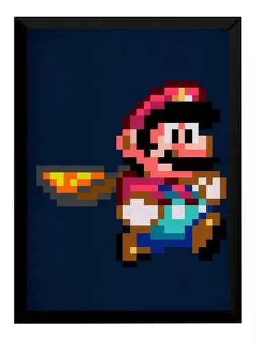 Poster Quadro Moldura Jogo Super Mario World Pixel 32x23 #47