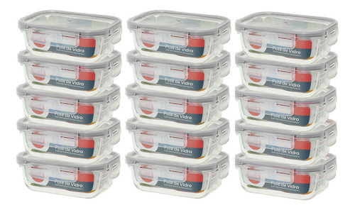 Pote Hermético De Vidro- Marmita 395ml- C/15 Un - Dolce Home Cor Transparente