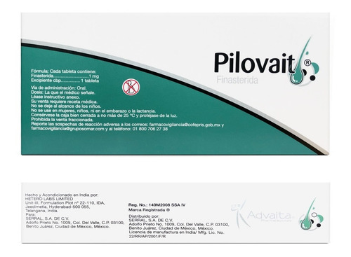 Pilovait Con 60 Tabletas Finasterida 1mg