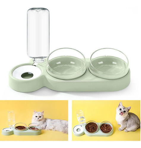 Botella De Agua Automática, Platos De Comida Para Gatos, Cue