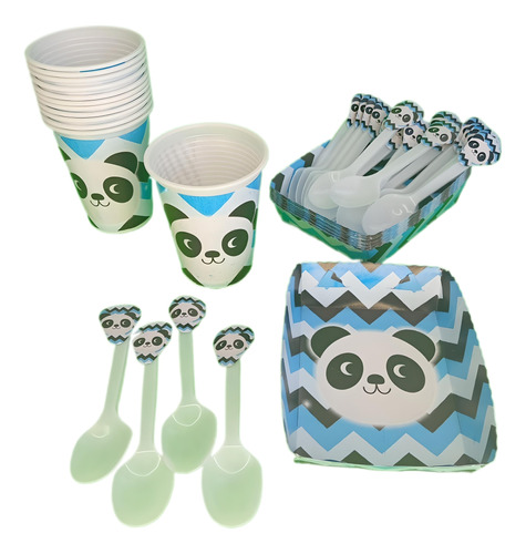 Kit Decoracion Panda Azul 12inv. Leer Descripcion