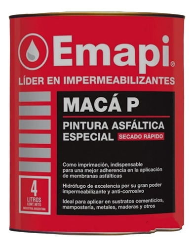 Pintura Asfaltica Especial Emapi 18lts / Secado Rapido