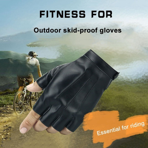 Nuevo 1 Par De Guantes De Medio Dedo De Cuero Pu For