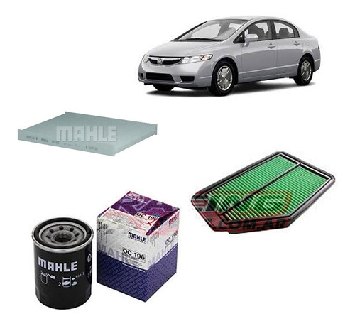 Kit 3 Filtros Honda New Civic Exs Lxs 1.8 Mahle