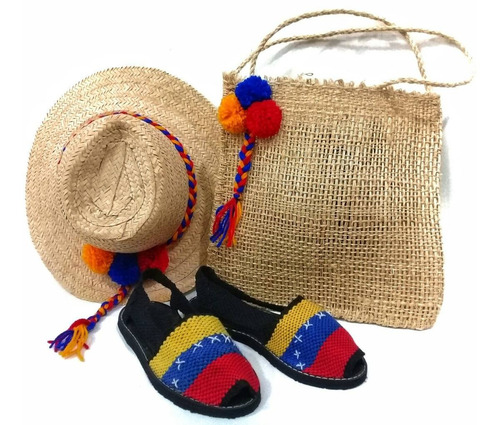 Imagen 3 de 6 de Combo De Alpargata Sombrero Y Cartera Decoradas Para Damas