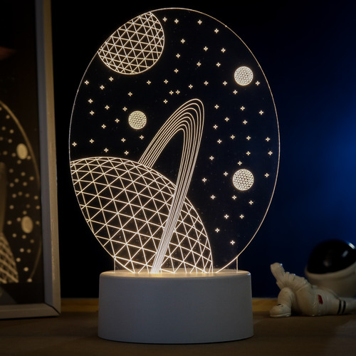Luminária Led 3d Galáxia Oval - Abajur De Mesa