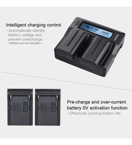 Imagen 5 de 6 de Cámara Digital Andoer Np-f970 De Doble Canal Cargador De