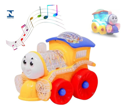 Trem  Thomas Brinquedo Trenzinho Luz Som Locomotiva Infantil Cor Amarelo