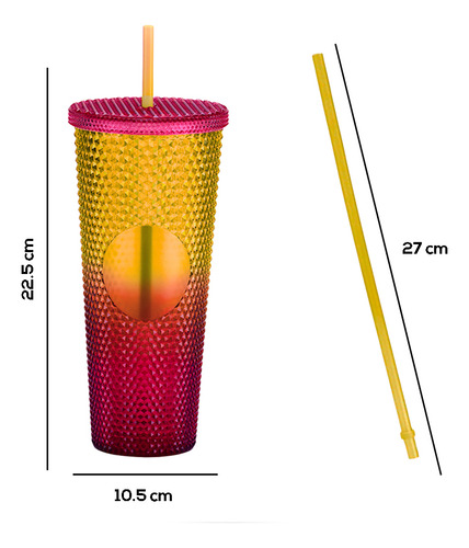 Termo Multiusos Vaso Acrílico Textura Tridimensional 750ml Rojo Degradado