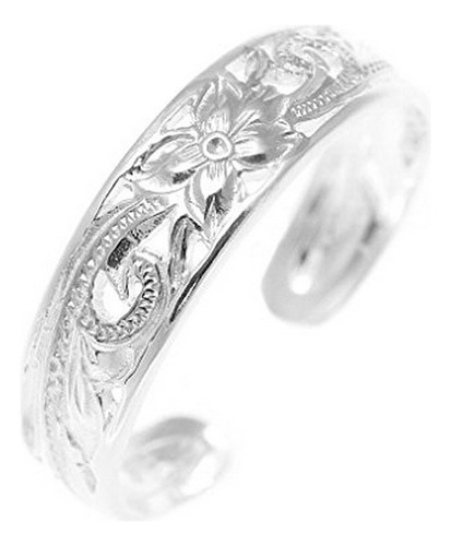 Anillo Para Pie - 925 Sterling Silver Hawaiian Plumeria Flow