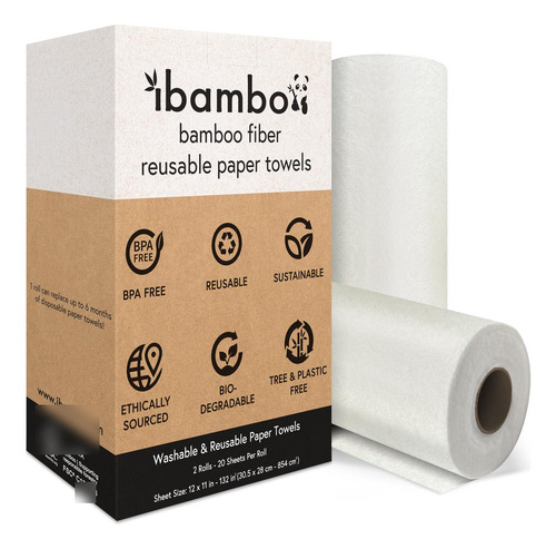 Toallas De Papel Reutilizables De Bambú, Superabsorbentes, 2