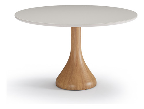 Mesa De Jantar Gota Redonda Amêndoa 140 Cm Off White Com