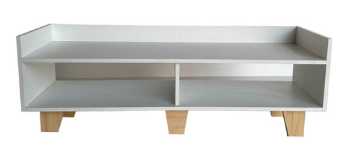 Mueble Rack Tv 32 A 45 Pulgadas Blanco Patas Color Madera