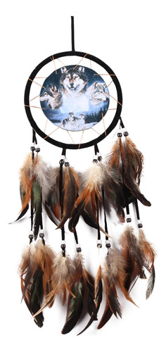 Atrapasueños Con Cuentas De Plumas Y Lobo De Tres Cabezas