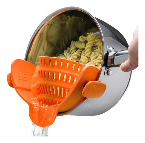 Colador De Pasta De Silicona Con Clip Para Ollas Y Sartenes.