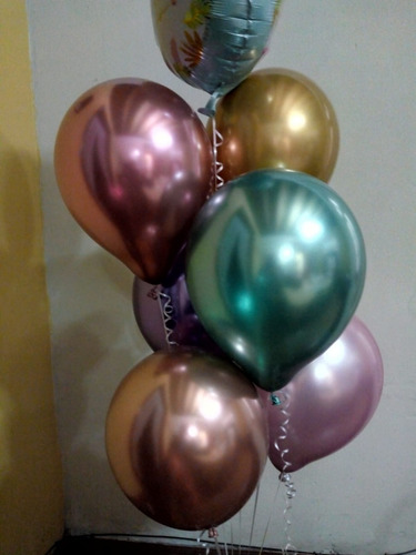 Globos Cromado Con Feliz Cumpleaños Inflado Con Helio