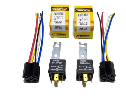 Kit 2 Relay Nosso Ny0125 Con 2 Fichas 5 Patas 12 Volt 50 Amp