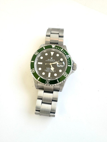 Reloj Rolex Submariner Kermit Date Ref 16610 40 Mm Plateado Verde Oscuro Negro (Usado)