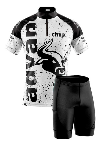 Conjunto Camisa Bermuda Ciclismo Redbull Advance Branca Bike