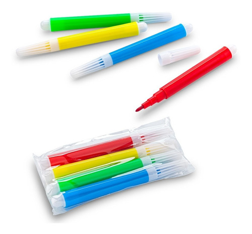 Set De 4 Mini Marcadores En Tinta Lavable Escritura X 3 Unid