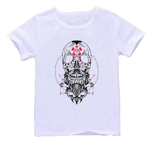 Remera Blanca Adultos Calavera R300