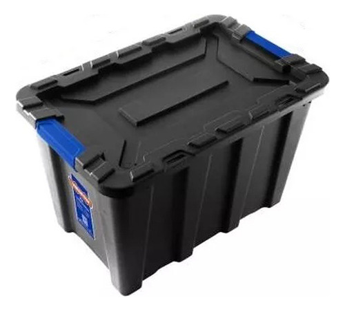 Caja Contenedor Plastico Apilable Negro 55lt Wadfow Wtb3355