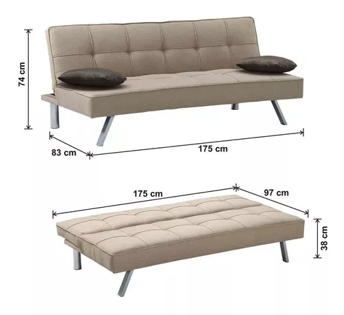 Sofa Cama Individual Minimalista Sillon Comodo 3 Posiciones
