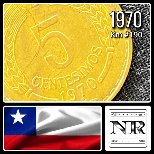 Chile - 5 Centésimos - Año 1970 - Km #190 - Cóndor