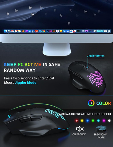 Retroiluminación Inalámbrica Para Teclado Y Mouse, Reposamuñ