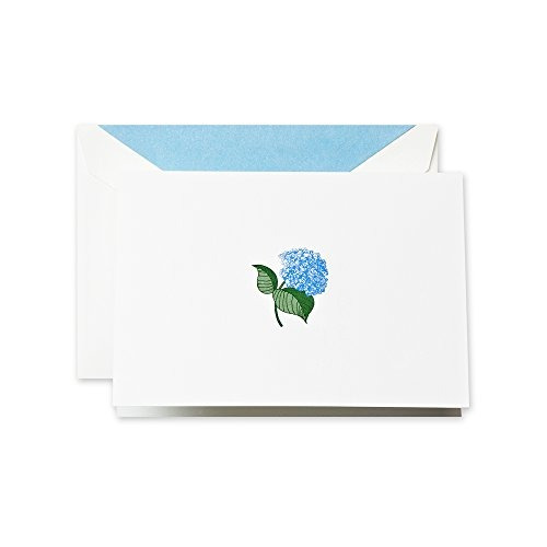 Crane   Co. Hand Engraved Blue Hydrangea Note (rf1407)