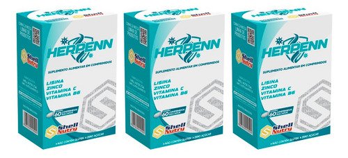 Suplemento Alimentar Lisina Herpenn C/ 60 Cp Shell Nutry 3un Sabor Without Flavor