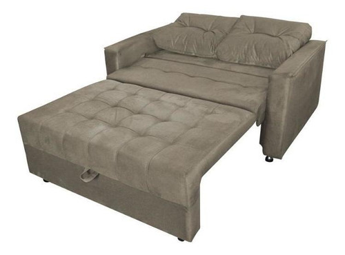 Sofá Cama Casal Reclinável Drika - Veludo Marrom Claro Cor Marrom-claro