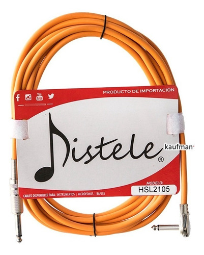 Cable Distele 4.5m Para Guitarra O Bajo Con Plug Escuadra