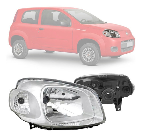 Optica P/ Fiat Uno / Fiorino Novo Cromada 2010 / 2020 Der 